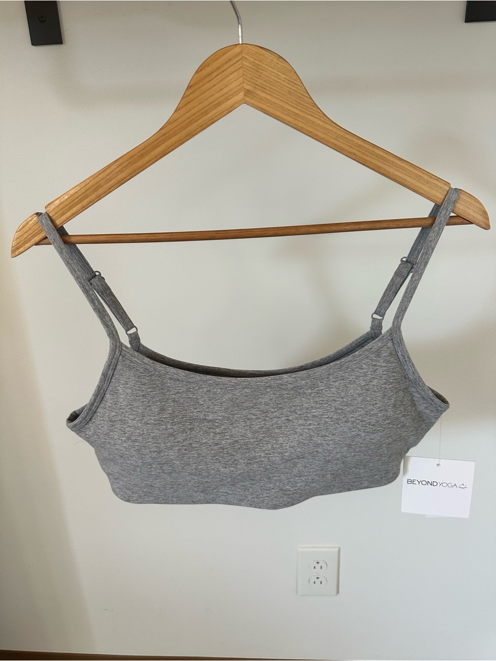 Beyond Yoga Heather Gray Adjustable-Strap Crop Bralette
